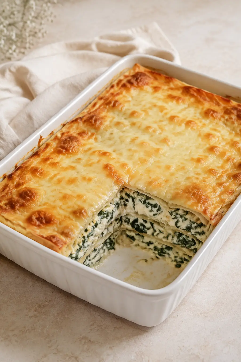 Lasanha de Espinafre com queijo