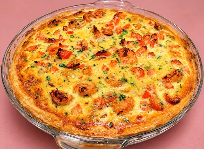 Quiche de camarão cremoso