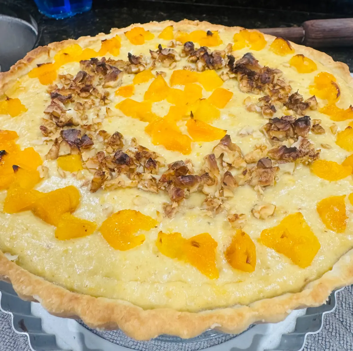 Quiche de Gorgonzola com damasco